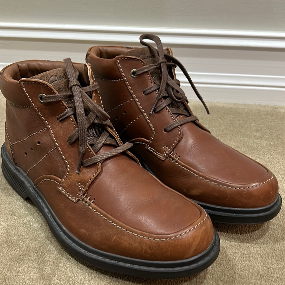 Men’s Size 11.5 M Clark’s Wave Brown Leather Boots